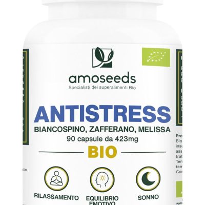 Anti-stress BIO | Biancospino, Zafferano, Melissa | Equilibrio Emotivo, Rilassamento, Riduce la Tensione Nervosa | 90 capsule | Qualitร  Superiore