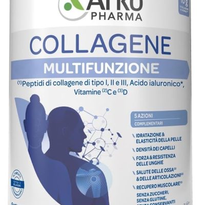 Arkopharma Collagene Multifunzione โ Integratore Alimentare in Polvere con Peptidi di Collagene tipo I, II e III Acido Ialuronico, Vitamine C e D per Pelle, Articolazioni e...