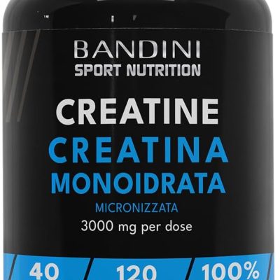 Bandiniยฎ Creatina Monoidrata Micronizzata 120 Compresse da 3000mg per dose - Integratore per Allenamento, Palestra e Pre Workout - 100% Vegan - A base di Creatine Monoidrato...