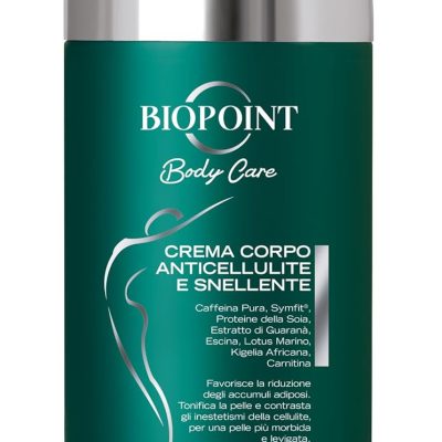 Biopoint - Crema Corpo Anticellulite, Azione Rassodante, Drenante e Tonificante, Favorisce la Riduzione degli Accumuli Adiposi e Contrasta gli Inestetismi della Cellulite, 500 ml