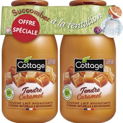 Cottage - Set di 2 docce latte idratanti - Tenero caramello - 97% di ingredienti di origine naturale - Made in France - 2 x 250 ml