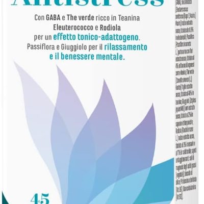 ERBA VITA Antistress integratore alimentare per il rilassamento e il benessere mentale a base di GABA e Tรจ verde ricco in Teanina - 45 Compresse