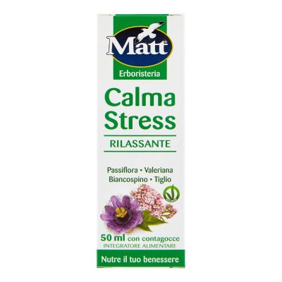 Matt, Calma Stress, Integratore Alimentare Rilassante con Passiflora, Valeriana, Biancospino e Tiglio, Favorisce il Rilassamento e il Sonno, Utile per Calmare Ansia e Stress, 50 ml