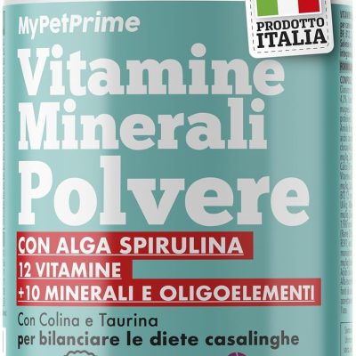 MyPetPrime | Integratore in Polvere | 12 Vitamine + 10 minerali Con Alga Spirulina | per la dieta Casalinga e Barf integra | 220g
