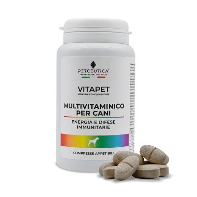 PETCEUTICA Vitamine per Cani VITAPET - 3in1 Integratore Multivitaminico Cane con Echinacea, Uncaria, Biotina e Zinco per Energia, Difese Immunitarie e Cute Sana - 60 Compresse...