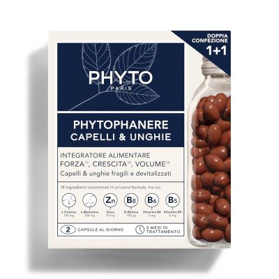 Phyto Phytophanere Integratore Alimentare Naturale Fortificante, Per Capelli e Unghie, Crescita e Volume, Senza Siliconi, Confezione doppia da 90 capsule (Totale 180 capsule)