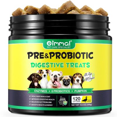 Probiotici per Cani, Salute Dell'intestino Digerente del Cane, 120 Masticatori Probiotici con Enzimi Digestivi per Il Supporto Immunitario Dell'intestino, La Flora Intestinale,...