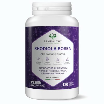 Rodiola Rosea Forte | Riduce Stanchezza, Ansia e Stress | Buon Umore e Concentrazione | Integratore con Rhodiola Rosae, Guaranร  e Vitamina B6 | 120 Capsule Vegane