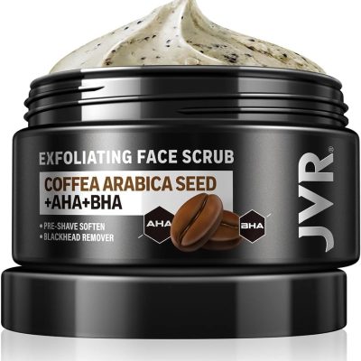 Scrub per il viso 120ml, JVR Face Scrub uomo, Scrub viso corpo caffรจ, la pulizia profonda dei pori del viso, riduce le impuritร  della pelle, L'acne o i punti neri, Idrata e...