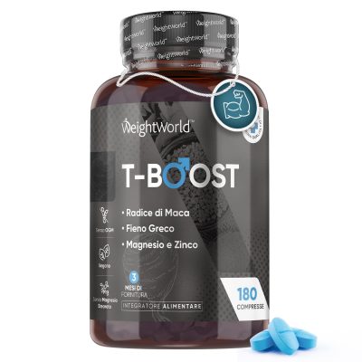 Testosterone Uomo, Massa Muscolare, 180 Compresse Vegan, T-Boost con 4000mg di Maca Peruviana, Integratore Uomo, 12 Ingredienti, Vitamina D3, B9, B12, Magnesio, Zinco, Acido...