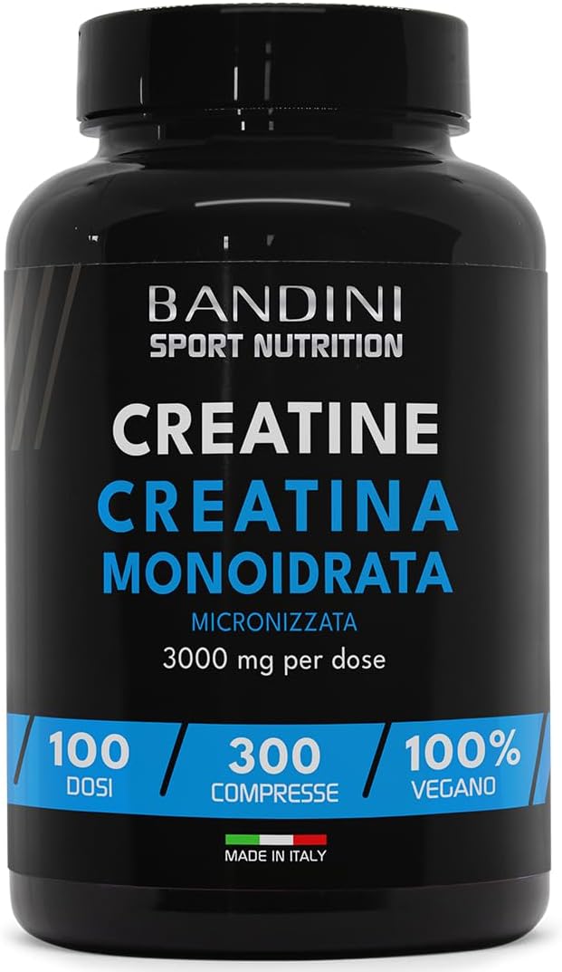 Bandini® Creatina Monoidrata Micronizzata 300 Compresse da 3000mg per dose - Integratore per Allenamento, Palestra e Pre Workout - 100% Vegan - A base di Creatine Monoidrato...