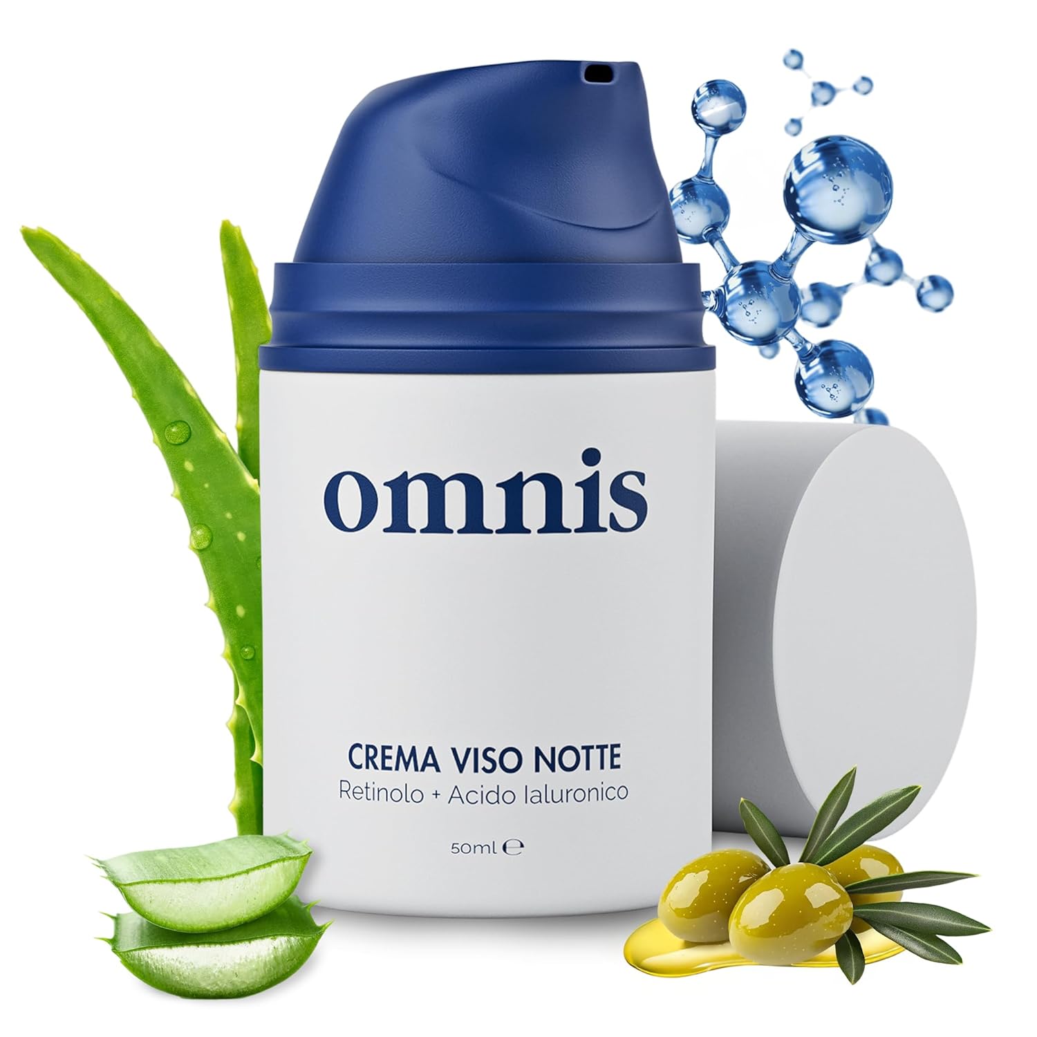 Omnis Uomo Crema Viso, idratante con Retinolo, Acido Ialuronico, Effetto Rinfrescante, Riduce Rughe e Macchie, Rende la Pelle Elastica e Luminosa (CREMA VISO 50 ml)