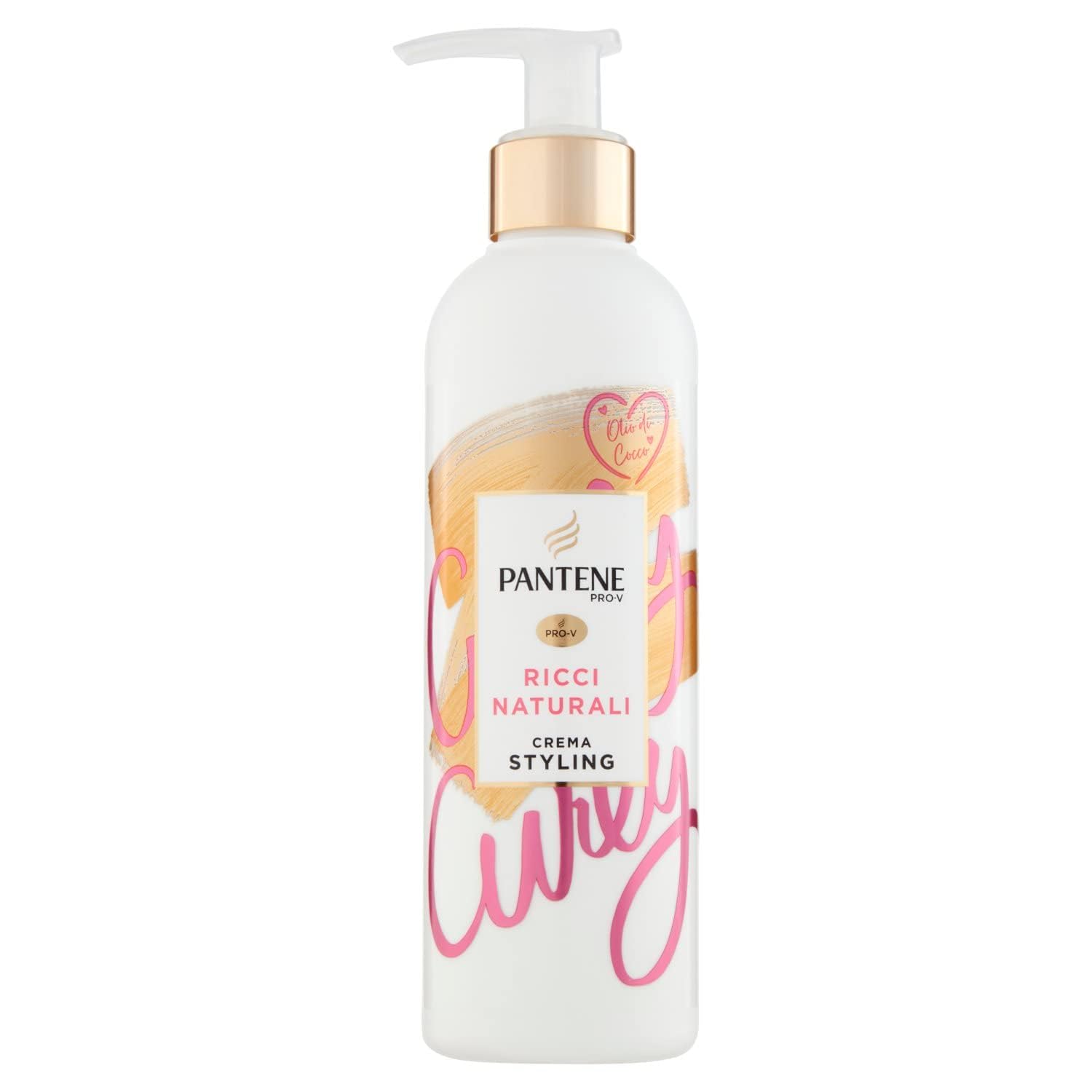 Pantene Pro-V Crema Styling+ Termoprotettore Ricci Naturali, Senza Risciacquo, Nutriente, Con Olio Di Cocco, Per Controllo Del Crespo E Ricci Morbidi E Idratati, 235ml
