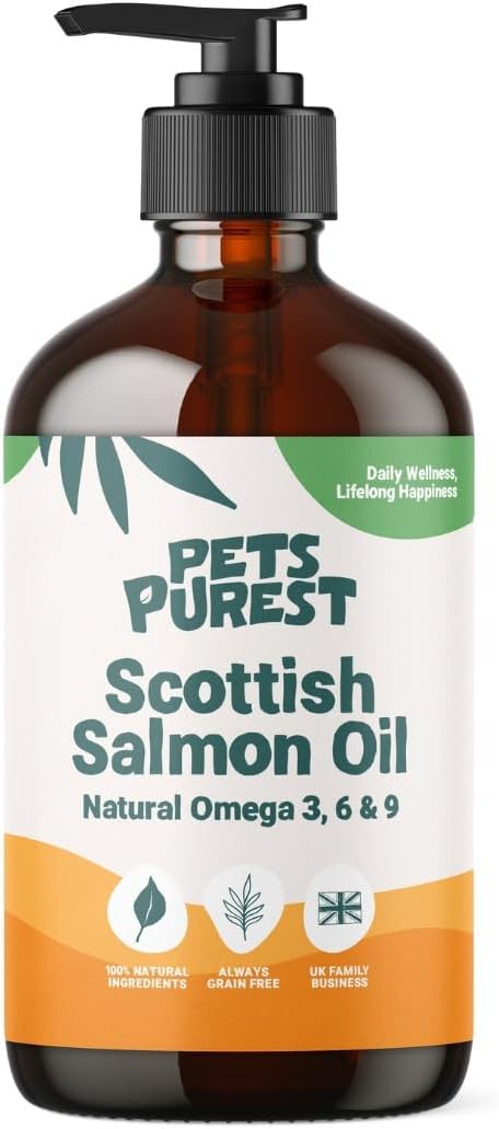 Pet Purest Olio di Salmone Scozzese per Cani, Gatti, Animali Domestici 500ml - Puro Olio di Pesce Integratore Alimentare Omega 3 6 9 per Pelo, Sistema Immunitario, Prurito,...