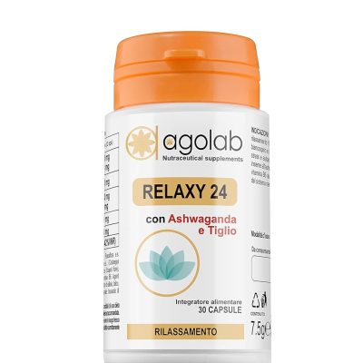 Ashwagandha e Tiglio Integratore Alto Dosaggio 30 Capsule con 6 Ingredienti Naturali Calmante Anti-Stress e Rilassante Combatte Ansia Stanchezza Mentale e Fisica RELAX 24 Made...