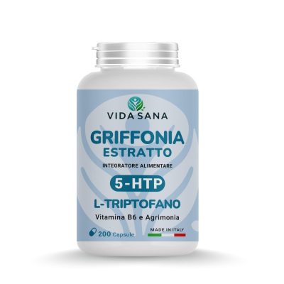 Serotonina Integratore Forte griffonia 5-htp alto dosaggio, integratore 5HTP griffonia titolata Triptofano per il buon umore integratore,5 htp griffonia 200 cps elimina Ansia E...