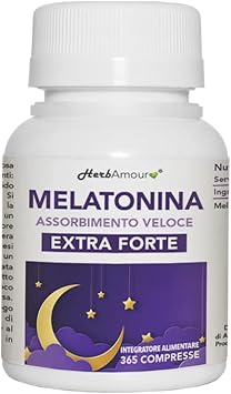 HerbAmour MELATONINA PURA EXTRA FORTE | Integratore I 365 Compresse