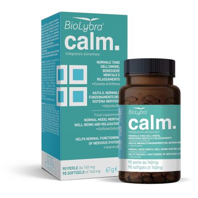 BIOLYBRA CALM Supplement Anti Stress, Anxiety, and Agitation. Recommended for Relaxation, Positive Mood and Better Sleep. With Griffonia 5-HTP, Hemp Oil and Pure Terpenes. 90...