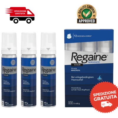 Rega ine 5 Mino-xidil Schiuma Foam (3 MESI BOX) Uomo Ricrescita Capelli